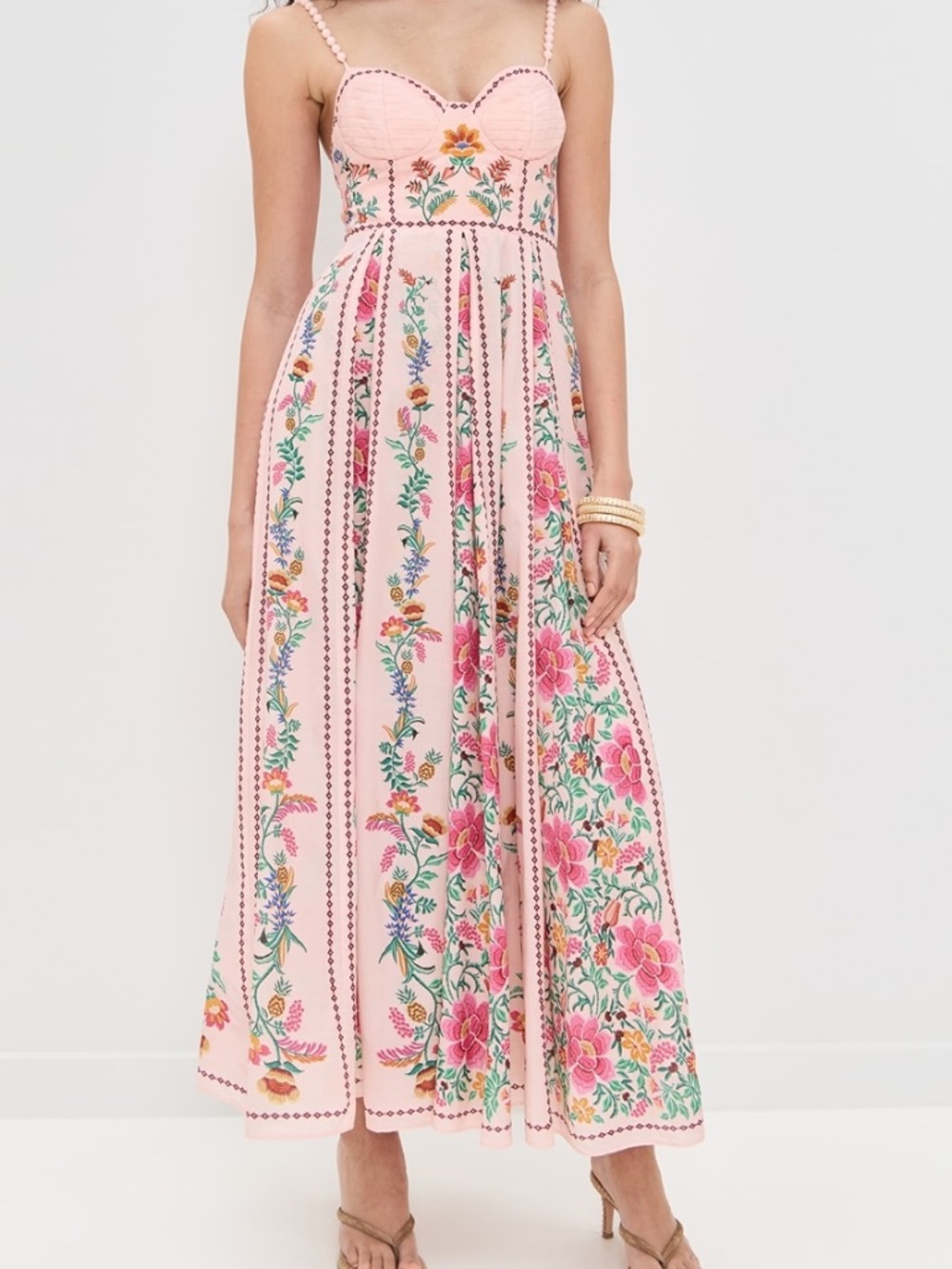 NEW*FLAW* FARM Rio Delicate Forest Pink Maxi Dress Sz L 8/10 $270 Boho **FLAW**